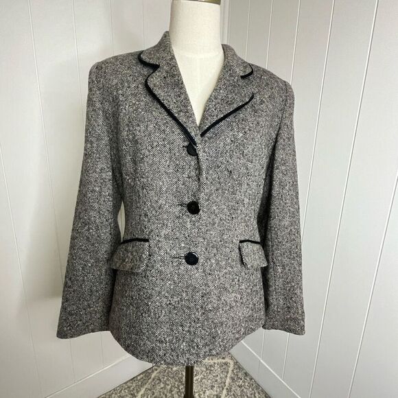 Vintage Hunt Club Women’s 6 Grey Wool Blend Peacoat Blazer Jacket 3 Button - Picture 1 of 16